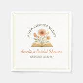 ブックをテーマにしたブライダルシャワー – 水彩フローラ スタンダードカクテルナプキン (正面)