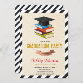 ブックをテーマにした卒業招待状 招待状 (正面/裏面)