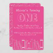 ブックをテーマにした最初の誕生日パーティーの招待状 招待状 (正面/裏面)