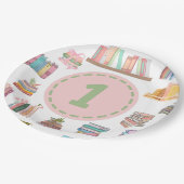 ブックをテーマにした最初の誕生日プレート ペーパープレート (アングル)