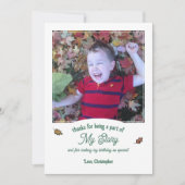 ブックをテーマにした紅葉誕生日ありがとう写真 カード (正面)