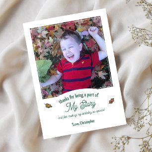ブックをテーマにした紅葉誕生日ありがとう写真 カード