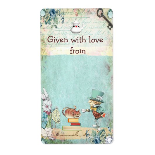 ブックを持って不機嫌ハッタワンダーランド蔵書票 ラベル (正面)