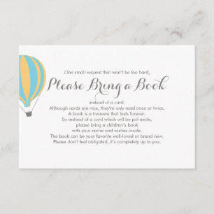 ブックを持って行くHot Air Blue Balloon Insert Card エンクロージャーカード