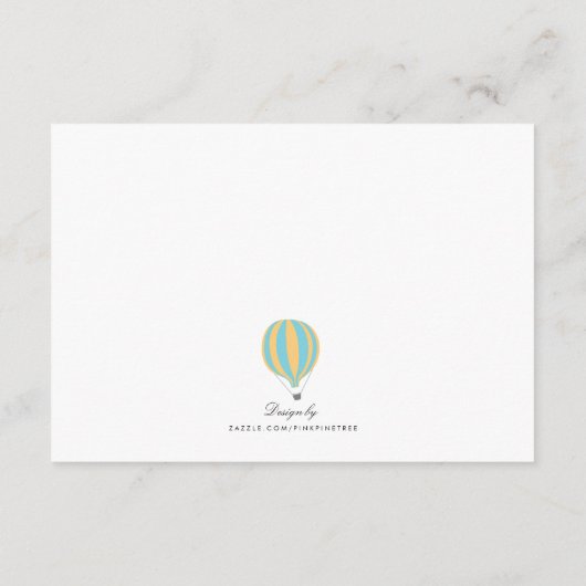 ブックを持って行くHot Air Blue Balloon Insert Card エンクロージャーカード (裏面)