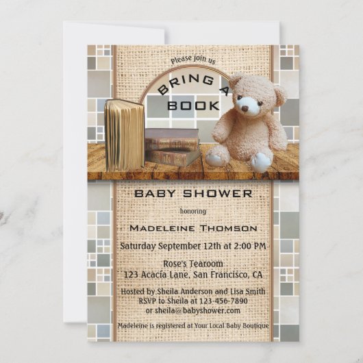 ブックを贈ろう ベイビーシャワーの招待状 招待状 (正面)