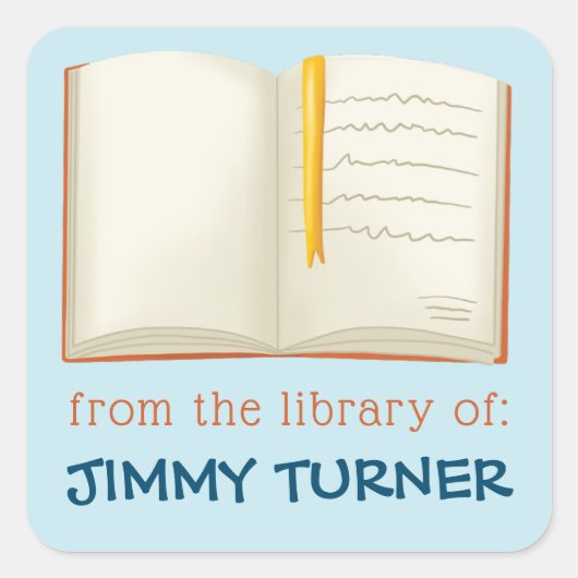 ブックを開く蔵書票 スクエアシール (正面)