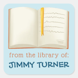 ブックを開く蔵書票 スクエアシール