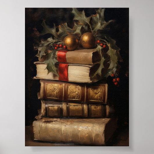 ブックアートスチルライフクリスマスポスター ポスター (正面)