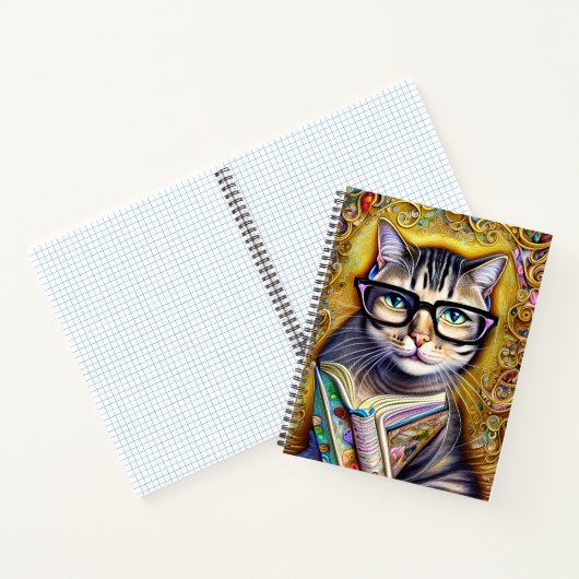 ブックアートワークした眼鏡をかけている猫 ノートブック (内部)