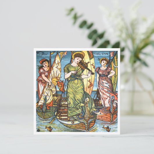 ブックイラストレーション私は3つの船クリスマスソングを見た シーズンカード (スタンド正面)