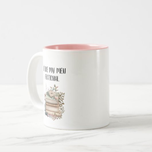 ブックウおもしろいム架空の男性読の引用文 ツートーンマグカップ (正面左)