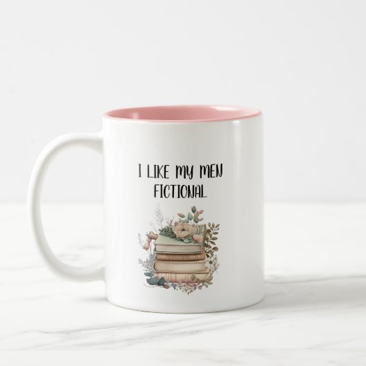 ブックウおもしろいム架空の男性読の引用文 ツートーンマグカップ (左)