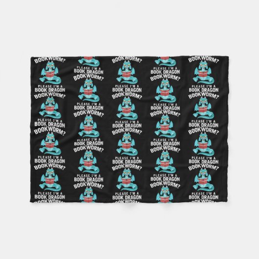 ブックウォームお願い本読の竜おもしろいだ フリースブランケット (正面(横))