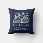 ブックウォームブックラバーズネイビーブルーカスタム クッション (裏面)