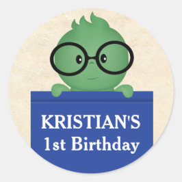 ブックウォームボーイ誕生日 ラウンドシール