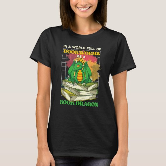 ブックウ読ィムの蔵書竜 Tシャツ (正面)