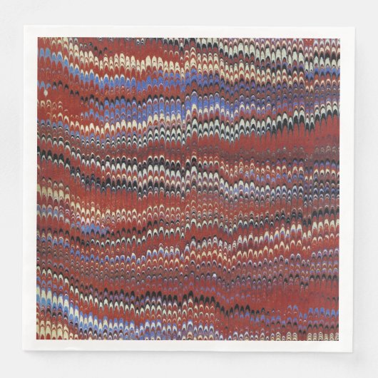 ブックエンド・ペーパーのマーブリング（大部分は赤） (正面)