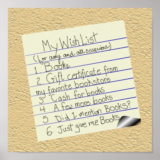 ブックオーバーのウィッシュリスト ポスター (正面)