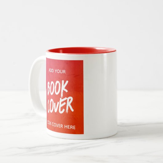 ブックカバーを追加する赤い作家のプロモーションブックの起動 ツートーンマグカップ (正面左)