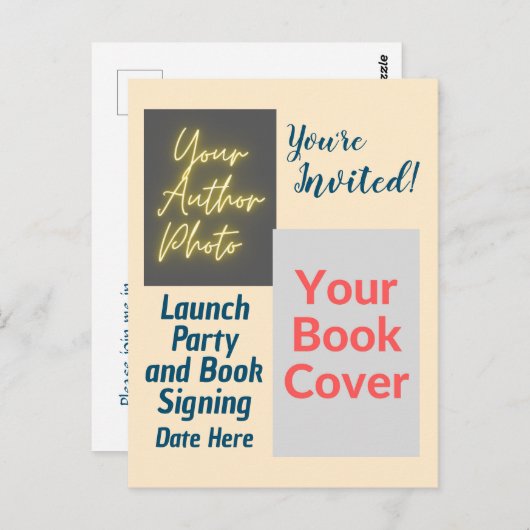 ブックカバー付きパーティの招待状ポストカードの起動 ポストカード (正面/裏面)