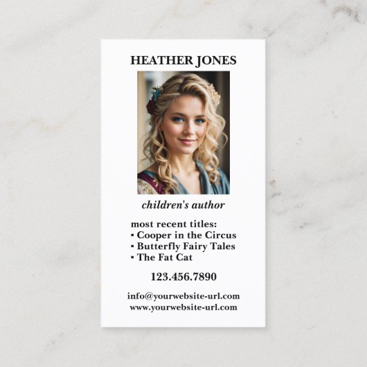 ブックカバー写真の子供の作家 名刺 (裏面)