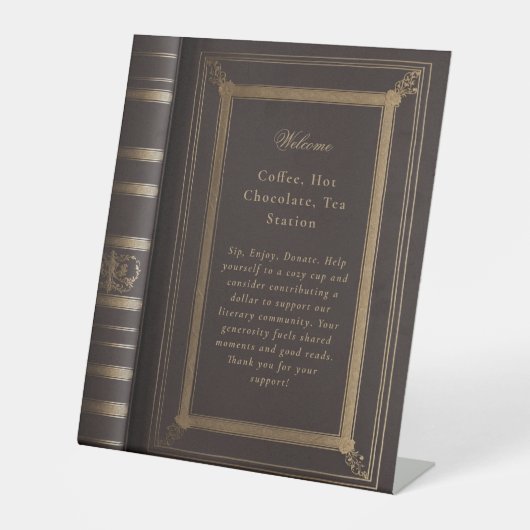 ブックカバー図書館コーヒーステーション 台座サイン (正面)