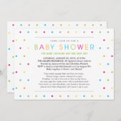 ブックカラードットを持って行く赤ちゃんシャワー招待状 招待状 (正面/裏面)