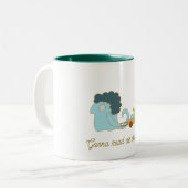 ブックカート付きの可愛い青い怪物 ツートーンマグカップ (正面左)