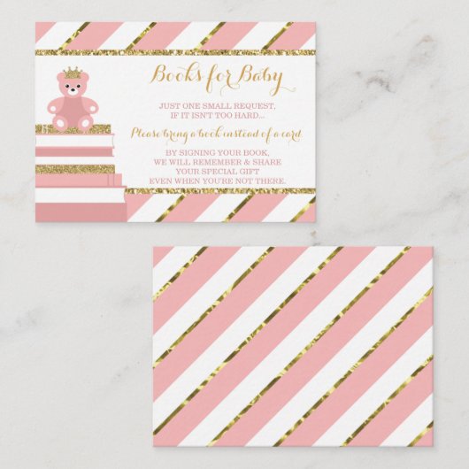 ブックカードを持って来て、小さなプリンセス、フェイクグリッター エンクロージャーカード (正面/裏面)