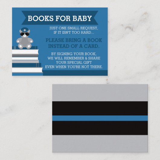 ブックカードを持って来て、警察の赤ちゃんシャワー エンクロージャーカード (正面/裏面)