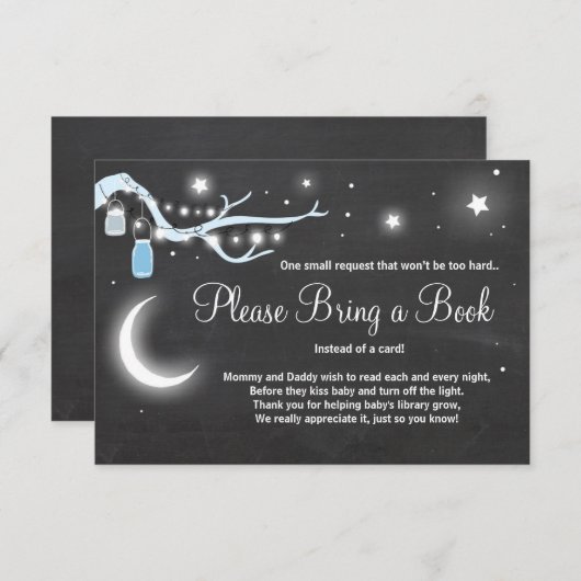 ブックカードを月に持って帰る赤ちゃんシャワー エンクロージャーカード (正面/裏面)
