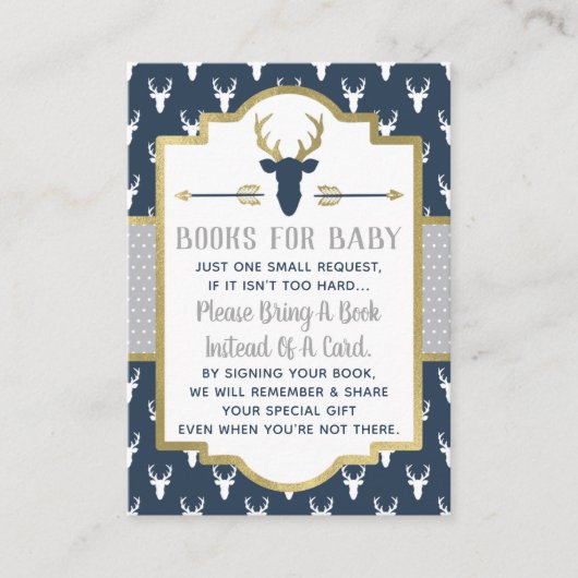 ブックカード ウッドランドの鹿, ベビーシャワー エンクロージャーカード (正面)