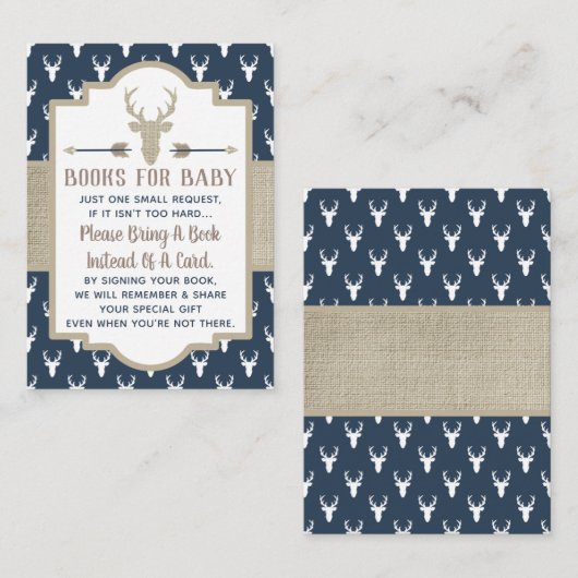 ブックカード、ウッドランド鹿、ベビーシャワーを持って来る エンクロージャーカード (正面/裏面)