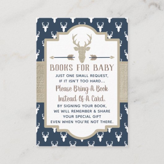 ブックカード、ウッドランド鹿、ベビーシャワーを持って来る エンクロージャーカード (正面)