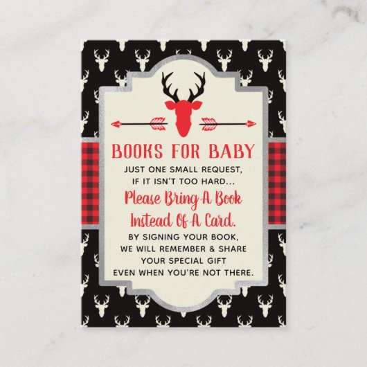 ブックカード、ウッドランド鹿、ベビーシャワーを持って来る エンクロージャーカード (正面)