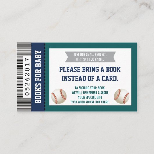 ブックカード、スポーツチケット、ベビーシャワーを持って来る エンクロージャーカード (正面)