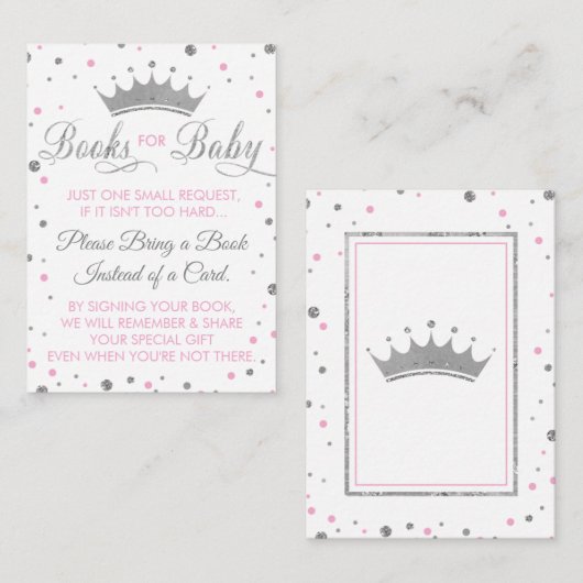 ブックカード、プリンセス、ベビーシャワーを持ってくる エンクロージャーカード (正面/裏面)
