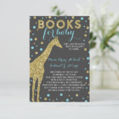 ブックカード、ベビーシャワー、サファリ、金ゴールドを持参フェイク エンクロージャーカード (スタンド正面)