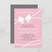 ブックカード、ベビーシャワー、ピンク、グレーを持ってくる エンクロージャーカード (正面/裏面)