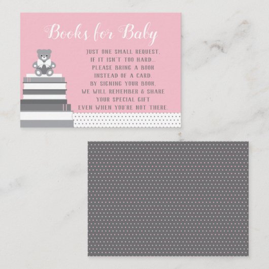 ブックカード、リトル・レディ、ピンク、グレーを持ってくる エンクロージャーカード (正面/裏面)