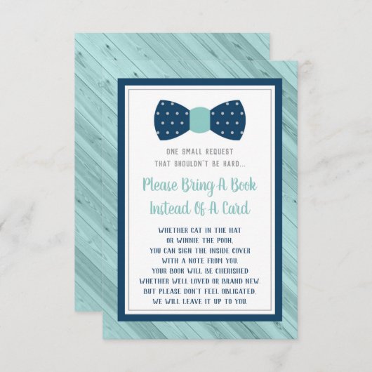 ブックカード、小さな男、赤ちゃんシャワーを持ってくる エンクロージャーカード (正面/裏面)