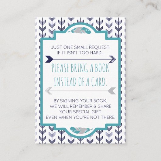 ブックカード、矢アステカ印、赤ちゃんシャワー持参 エンクロージャーカード (正面)