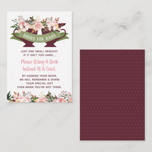 ブックカード、紅茶パーティーの赤ちゃんシャワーを持って来る エンクロージャーカード (正面/裏面)
