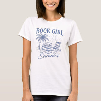 ブックガール夏の読書ヴィンテージ Tシャツ