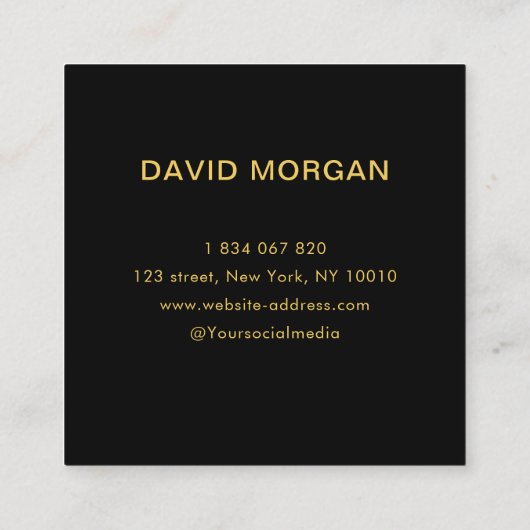 ブックキーパーカリキュレータ黒と金ゴールド スクエア名刺 (裏面)