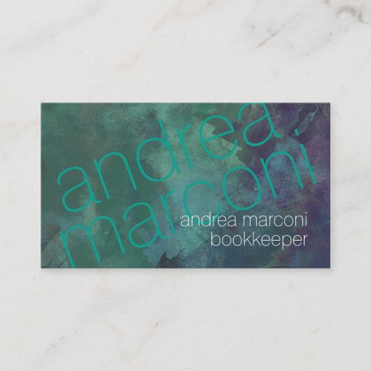 ブックキーパーグランジトゥルーコイズ薄い文字 名刺 (正面)