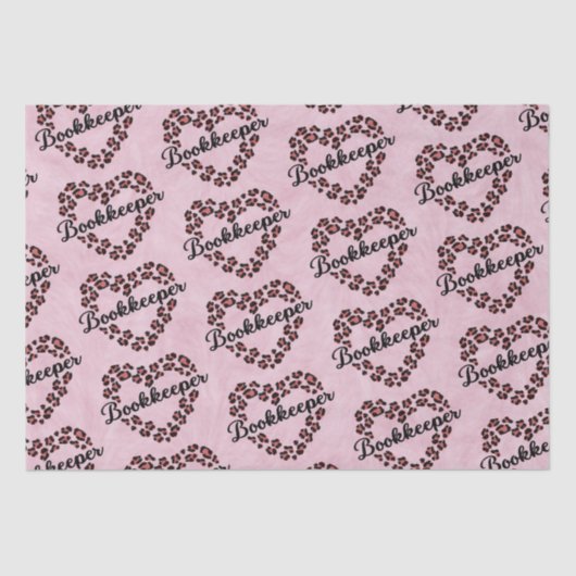 ブックキーパーヒョウハートフレームピンク 薄葉紙 (正面)