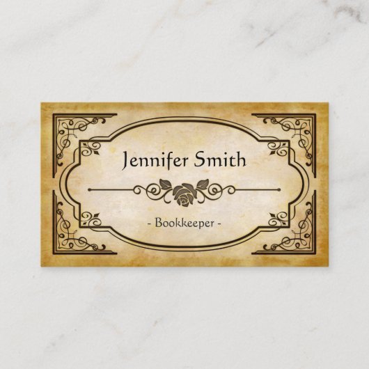 ブックキーパー – エレガントヴィンテージアンティーク 名刺 (正面)
