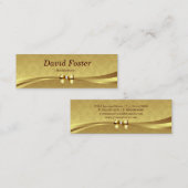 ブックキーパー – 光沢のある金ゴールドダマスク スキニー名刺 (正面/裏面)